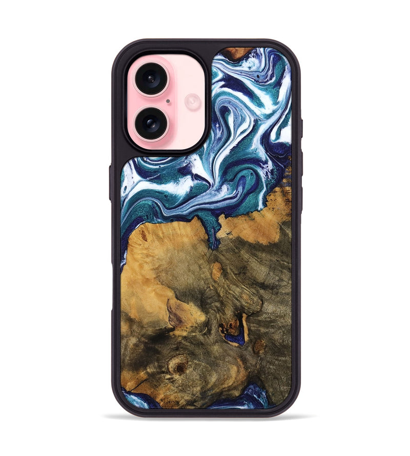 iPhone 16 Wood Phone Case - Jeffrey (Blue, 799941)