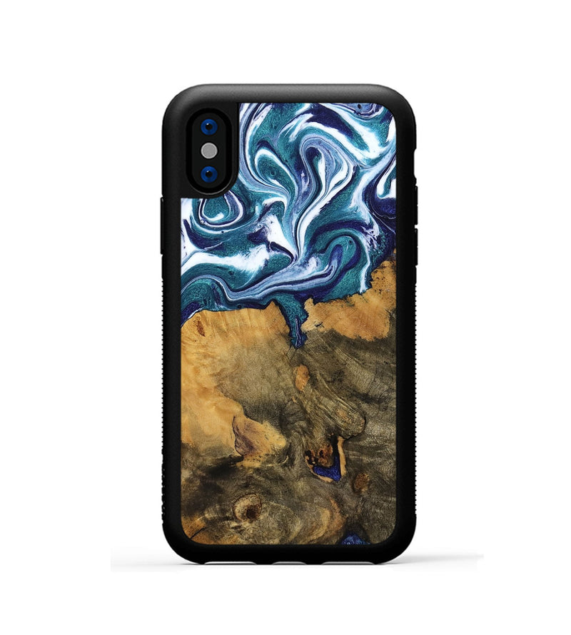 iPhone Xs Wood Phone Case - Jeffrey (Blue, 799941)