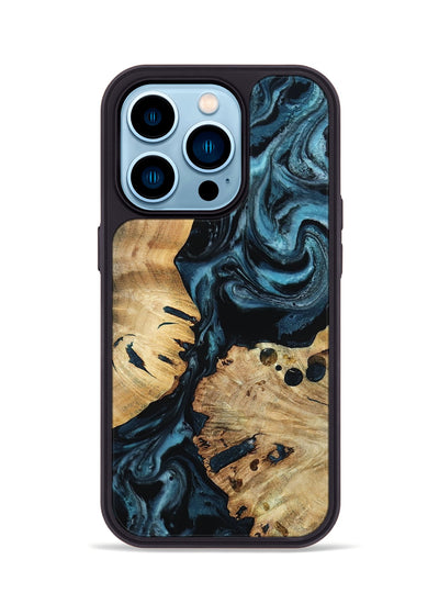 iPhone 14 Pro Wood Phone Case - Alonso (Blue, 799946)