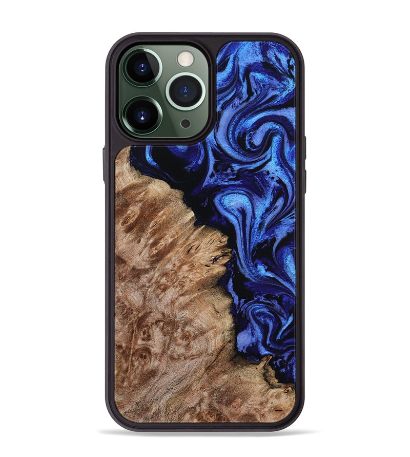 iPhone 13 Pro Max Wood Phone Case - Alitzel (Blue, 799947)