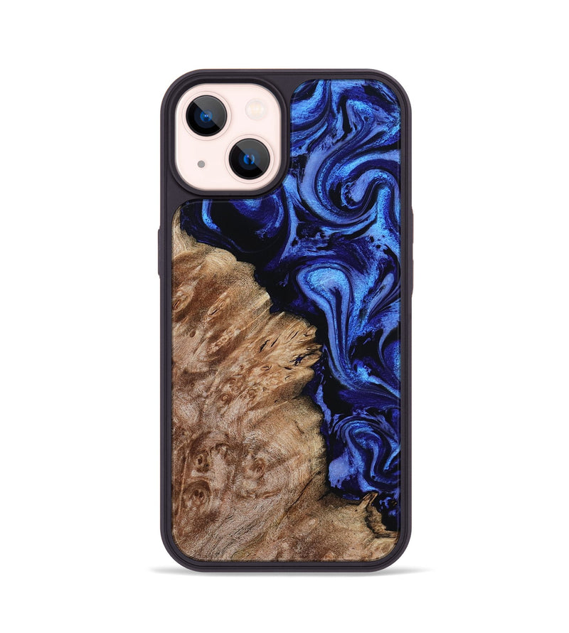 iPhone 14 Wood Phone Case - Alitzel (Blue, 799947)