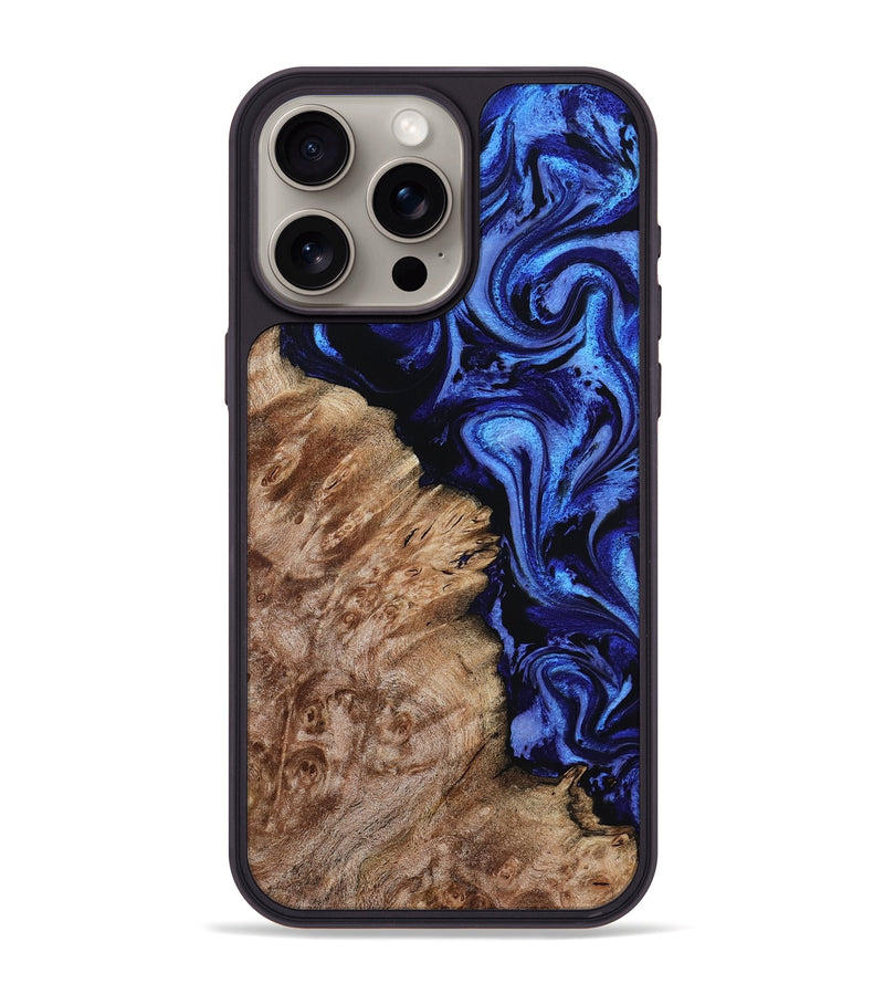 iPhone 15 Pro Max Wood Phone Case - Alitzel (Blue, 799947)
