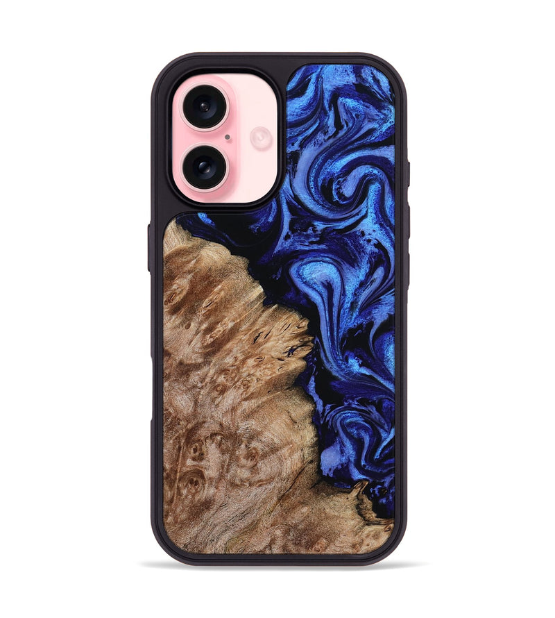 iPhone 16 Wood Phone Case - Alitzel (Blue, 799947)