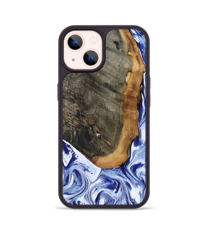 iPhone 14 Wood Phone Case - Gauge (Blue, 799949)