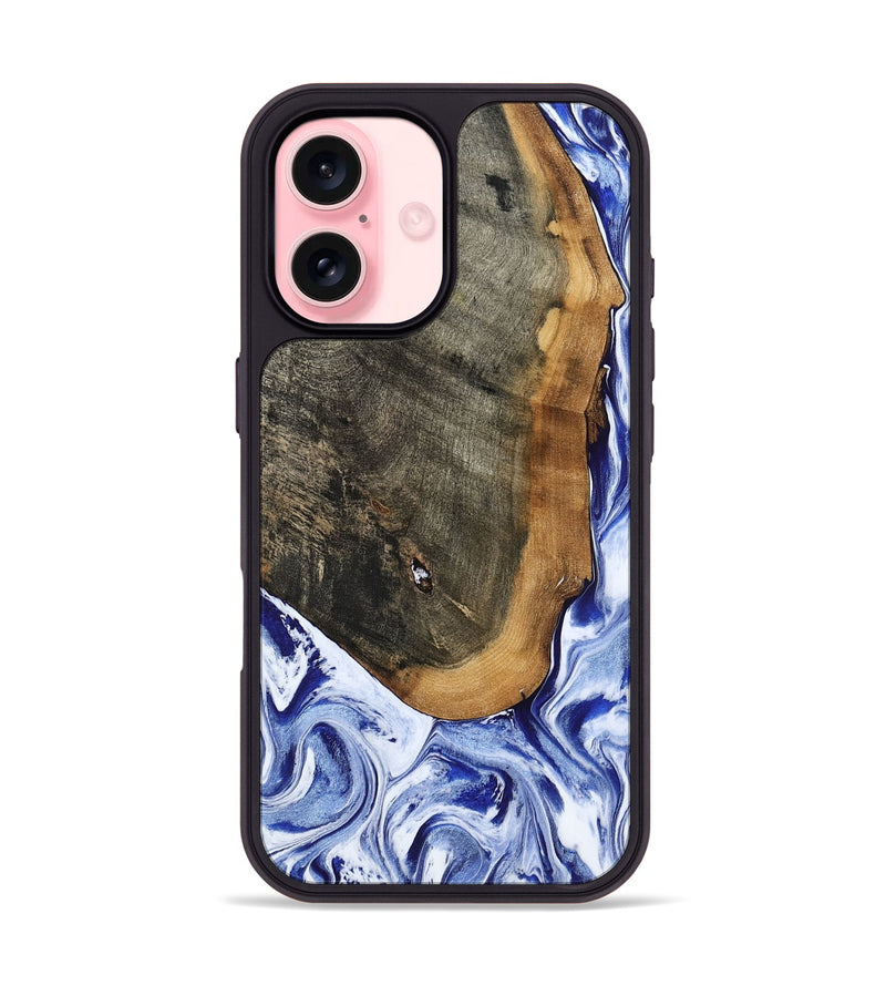 iPhone 16 Wood Phone Case - Gauge (Blue, 799949)