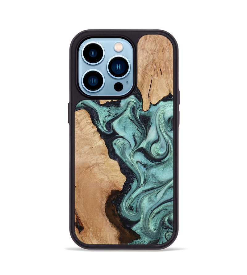 iPhone 14 Pro Wood Phone Case - Madilyn (Green, 799953)