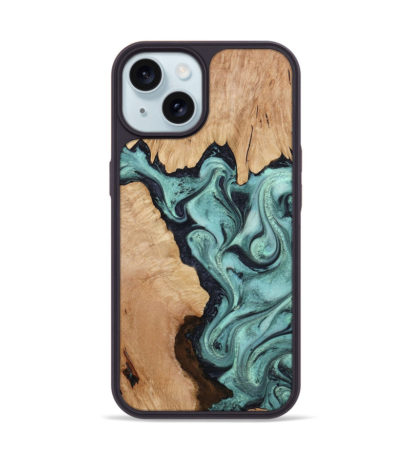 iPhone 15 Wood Phone Case - Madilyn (Green, 799953)