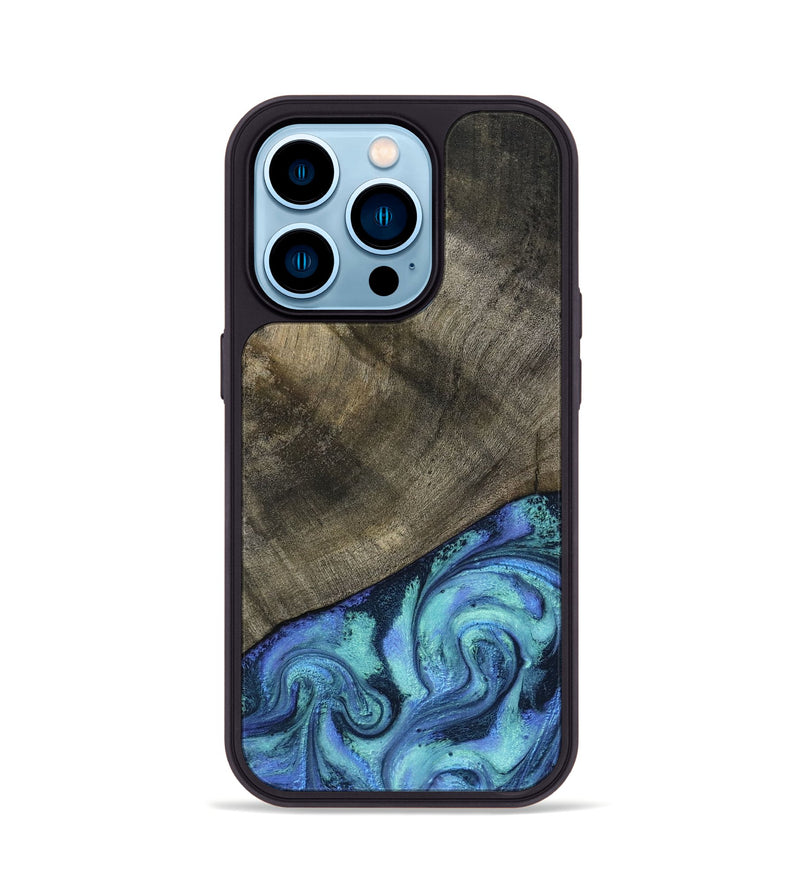 iPhone 14 Pro Wood Phone Case - Edwina (Blue, 799955)