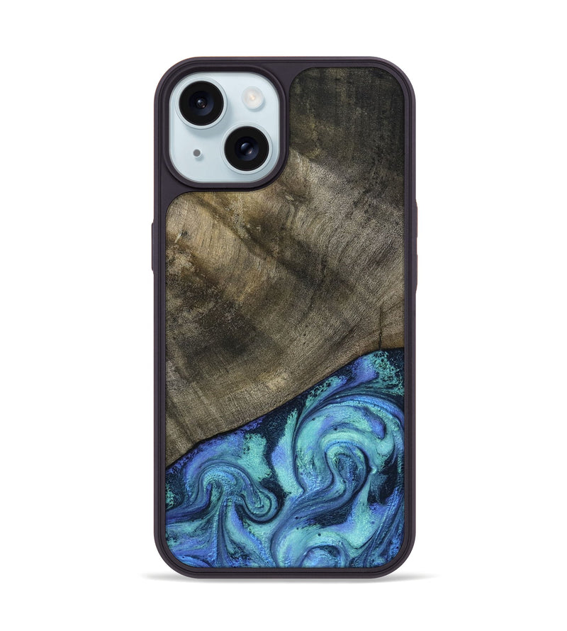 iPhone 15 Wood Phone Case - Edwina (Blue, 799955)