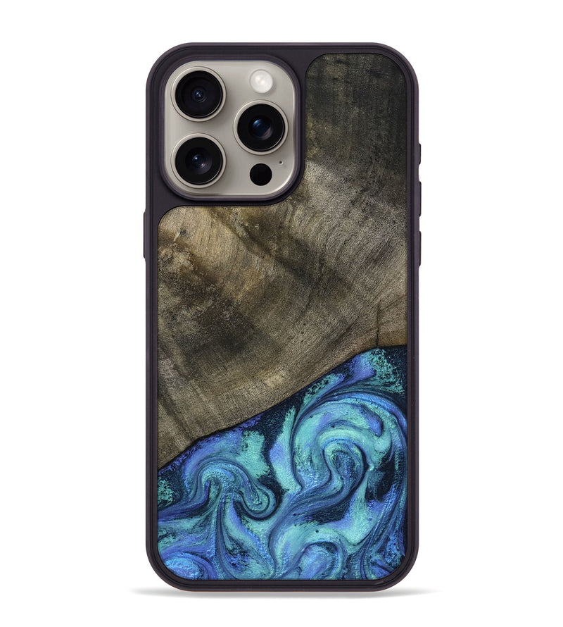 iPhone 15 Pro Max Wood Phone Case - Edwina (Blue, 799955)