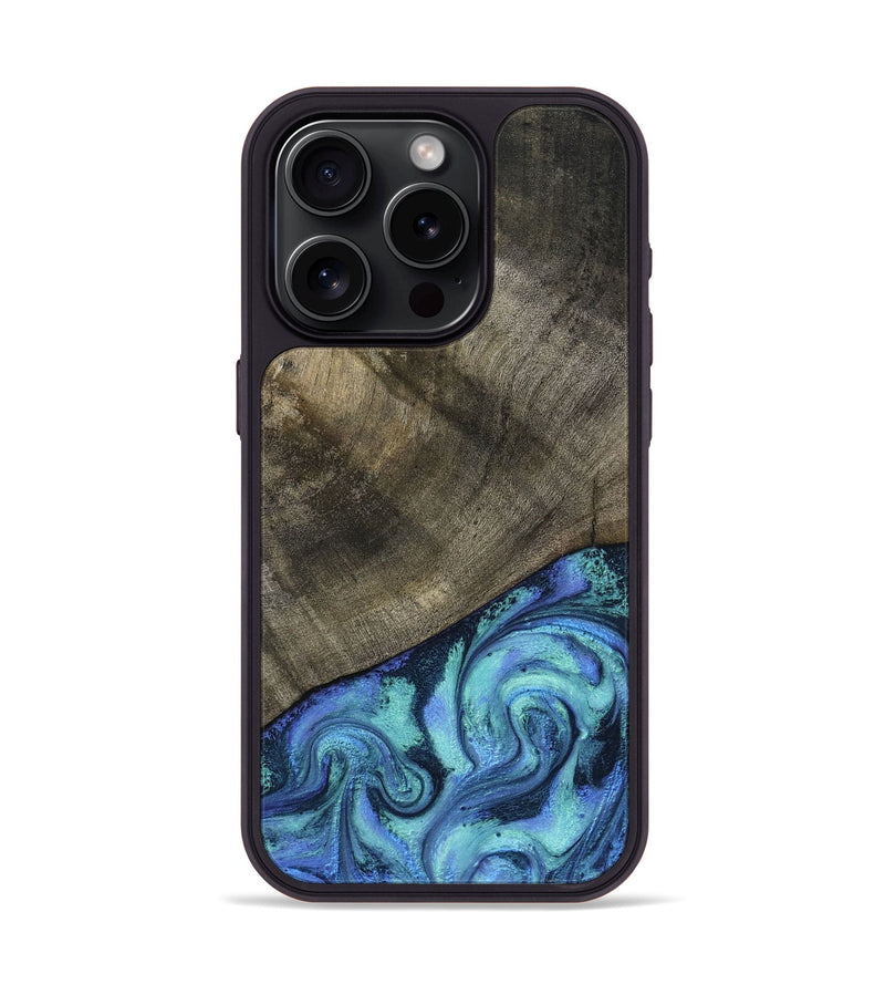 iPhone 15 Pro Wood Phone Case - Edwina (Blue, 799955)