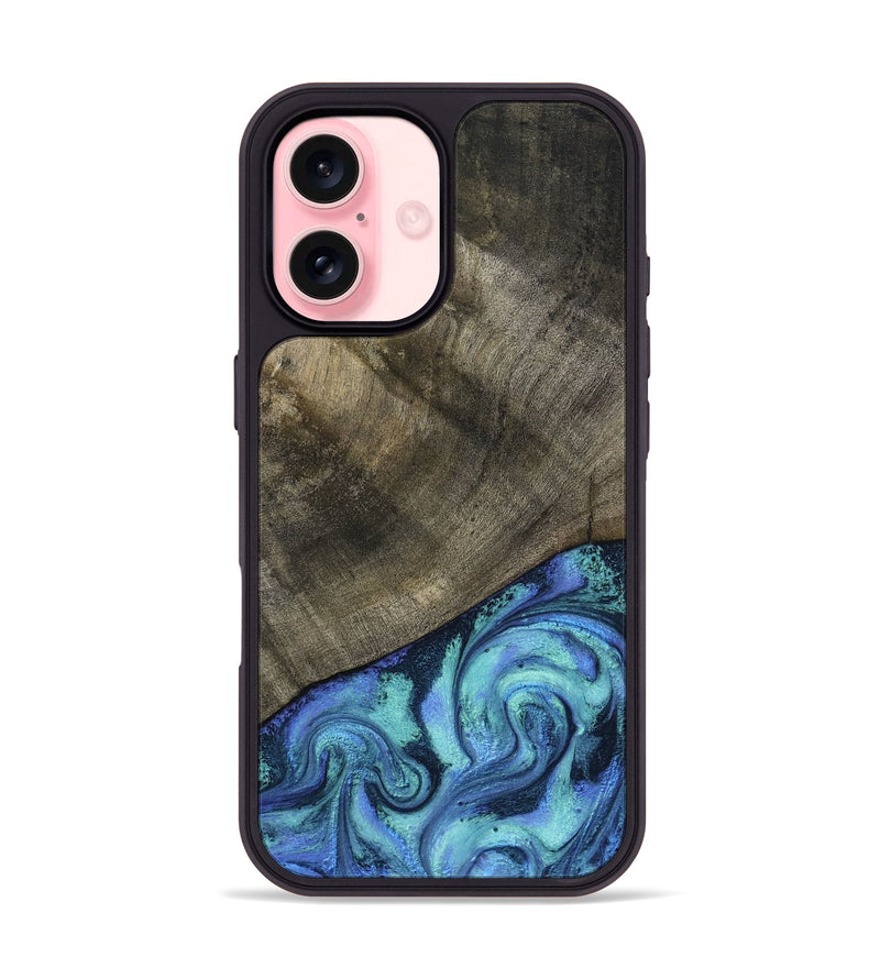 iPhone 16 Wood Phone Case - Edwina (Blue, 799955)