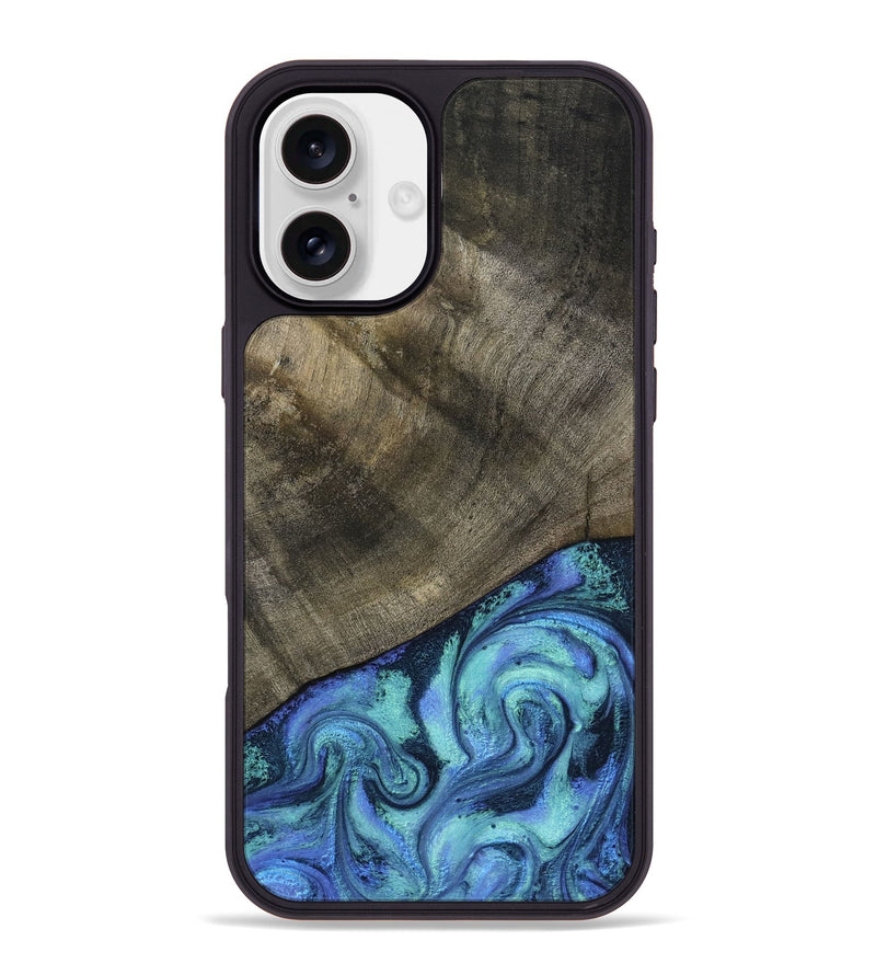 iPhone 16 Plus Wood Phone Case - Edwina (Blue, 799955)