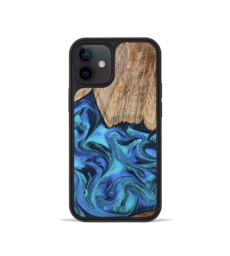iPhone 12 mini Wood Phone Case - Leslie (Blue, 799956)