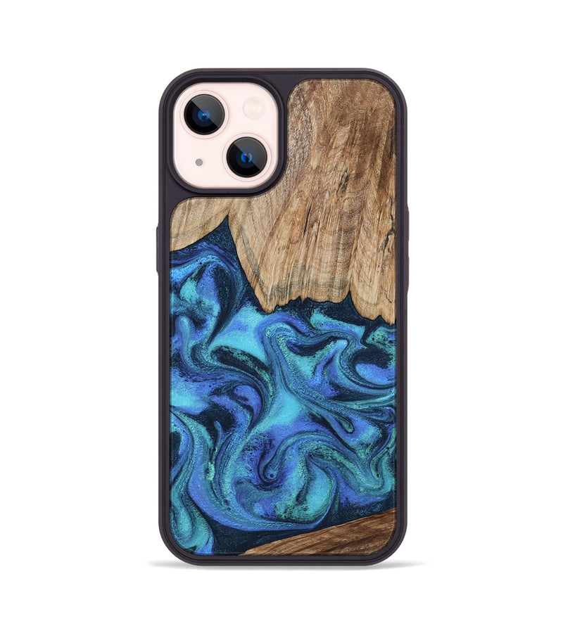 iPhone 14 Wood Phone Case - Leslie (Blue, 799956)