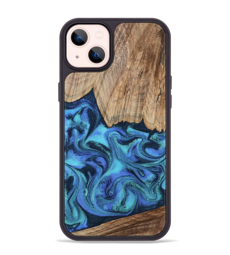 iPhone 14 Plus Wood Phone Case - Leslie (Blue, 799956)