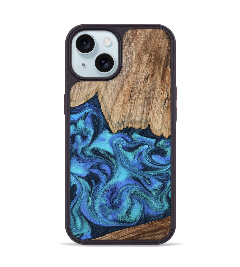 iPhone 15 Wood Phone Case - Leslie (Blue, 799956)