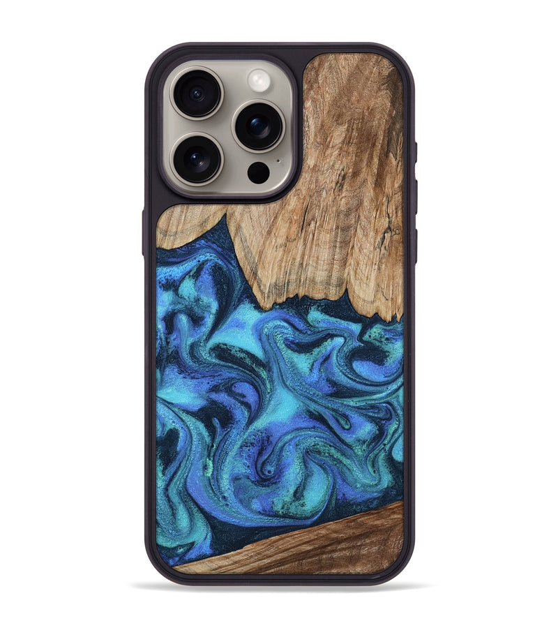 iPhone 15 Pro Max Wood Phone Case - Leslie (Blue, 799956)