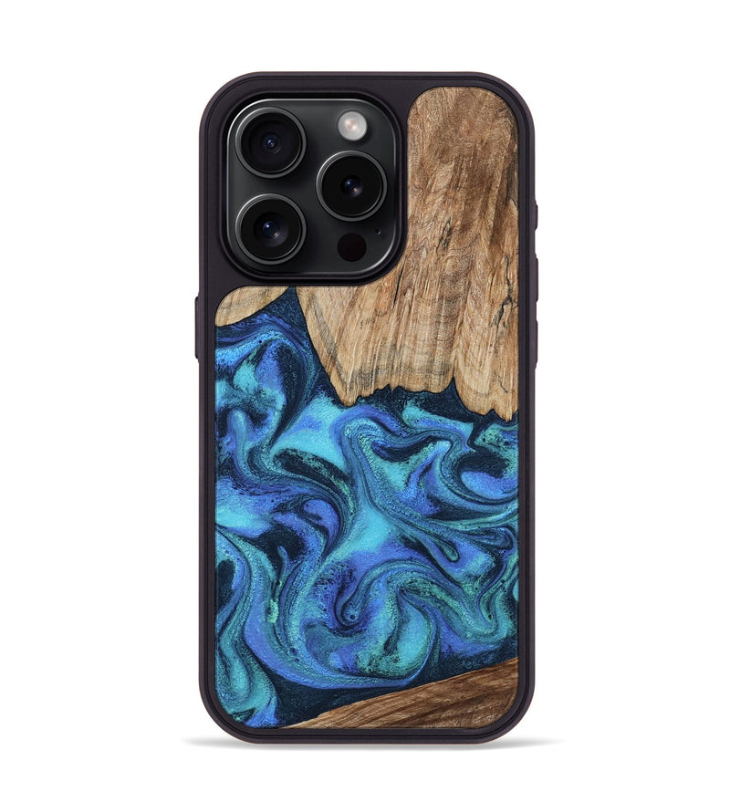 iPhone 15 Pro Wood Phone Case - Leslie (Blue, 799956)