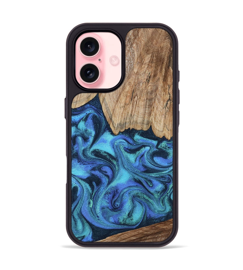 iPhone 16 Wood Phone Case - Leslie (Blue, 799956)