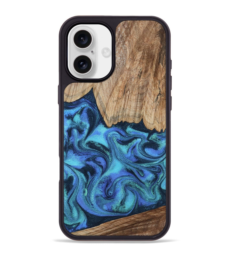 iPhone 16 Plus Wood Phone Case - Leslie (Blue, 799956)