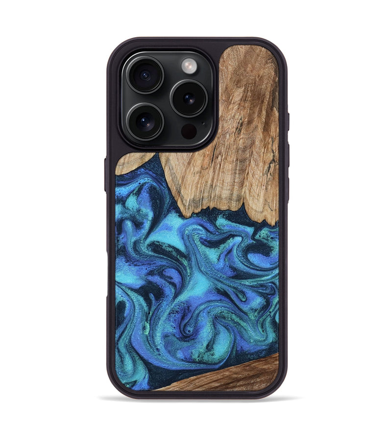 iPhone 16 Pro Wood Phone Case - Leslie (Blue, 799956)