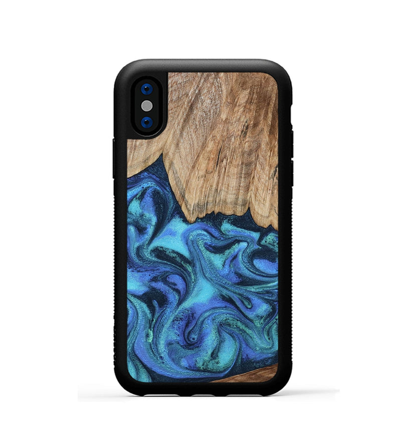 iPhone Xs Wood Phone Case - Leslie (Blue, 799956)