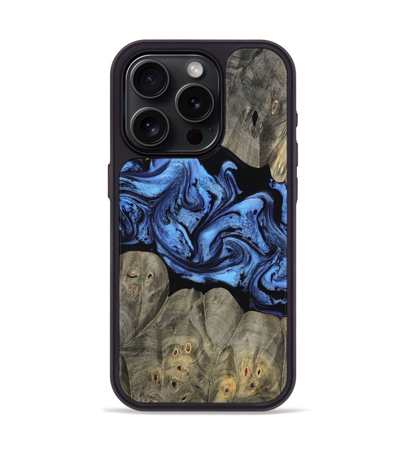 iPhone 15 Pro Wood Phone Case - Ahmed (Blue, 799964)