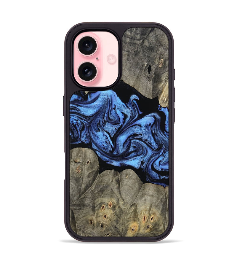 iPhone 16 Wood Phone Case - Ahmed (Blue, 799964)