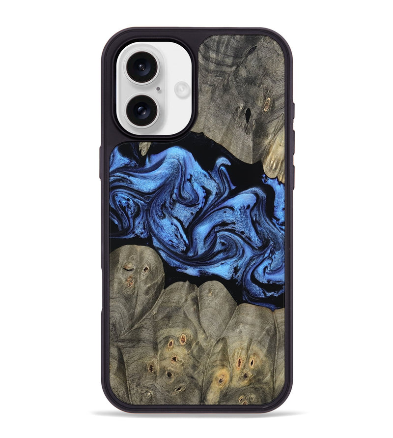 iPhone 16 Plus Wood Phone Case - Ahmed (Blue, 799964)