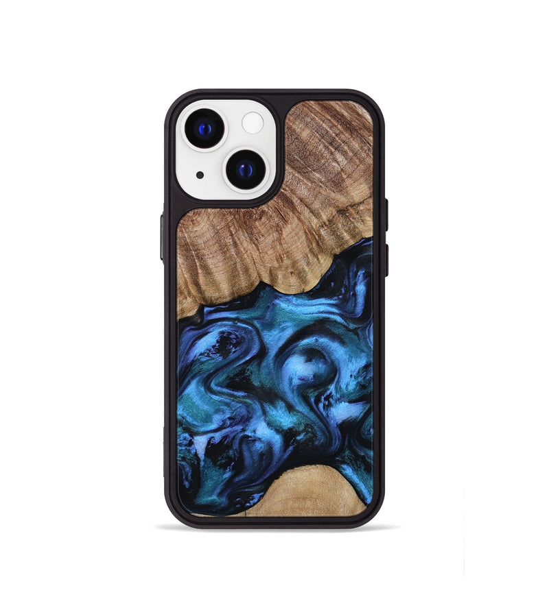 iPhone 13 mini Wood Phone Case - Hana (Blue, 799973)