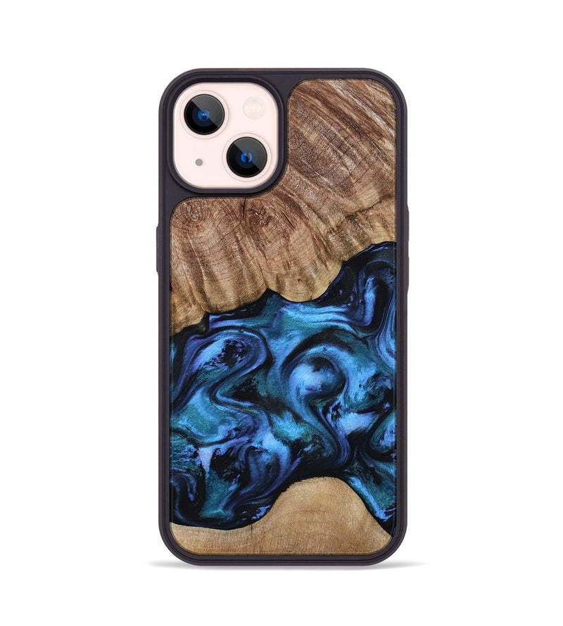 iPhone 14 Wood Phone Case - Hana (Blue, 799973)