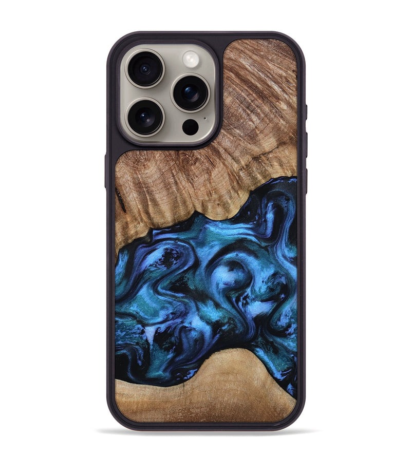iPhone 15 Pro Max Wood Phone Case - Hana (Blue, 799973)