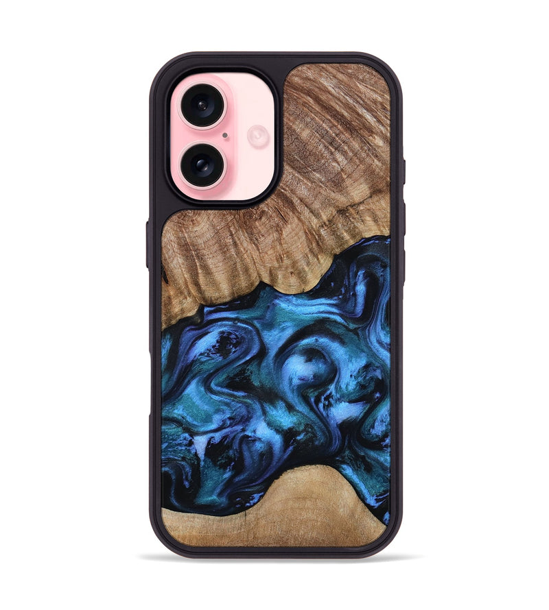 iPhone 16 Wood Phone Case - Hana (Blue, 799973)
