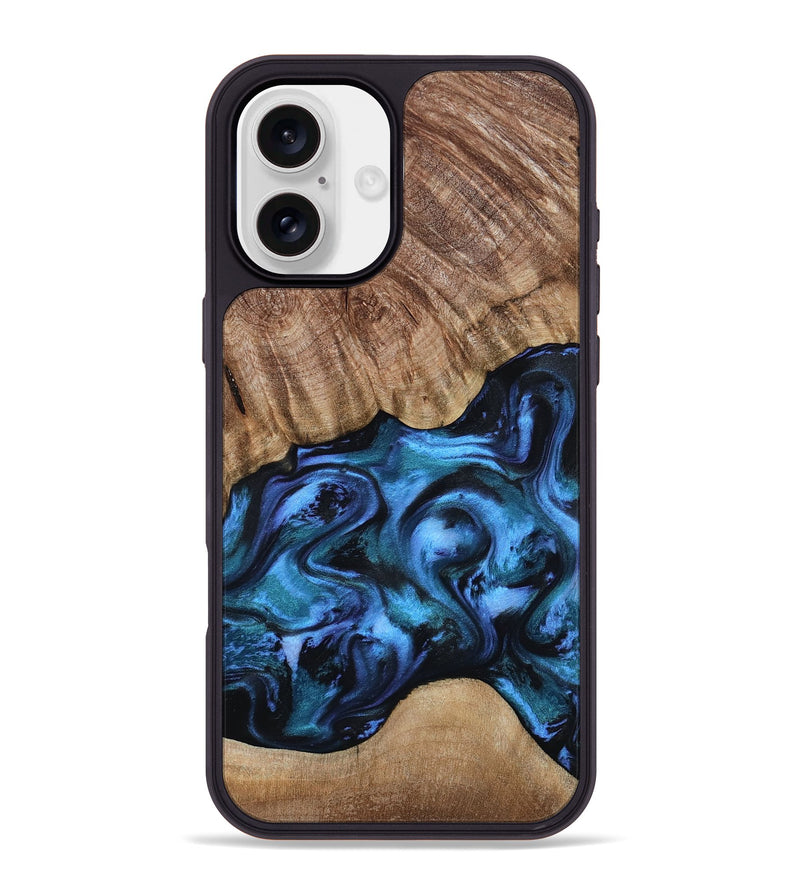 iPhone 16 Plus Wood Phone Case - Hana (Blue, 799973)