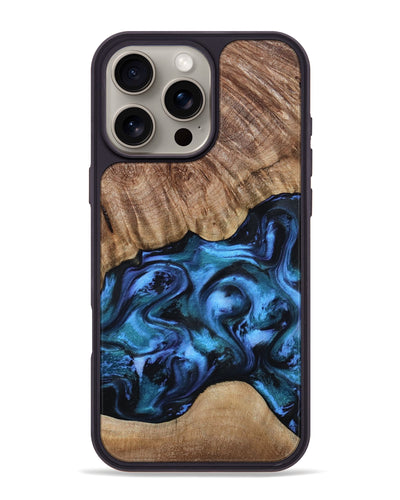 iPhone 16 Pro Max Wood Phone Case - Hana (Blue, 799973)