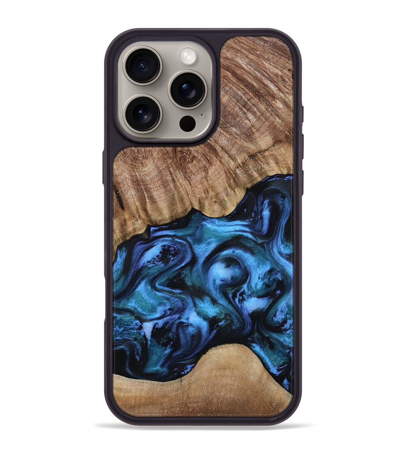 iPhone 16 Pro Max Wood Phone Case - Hana (Blue, 799973)