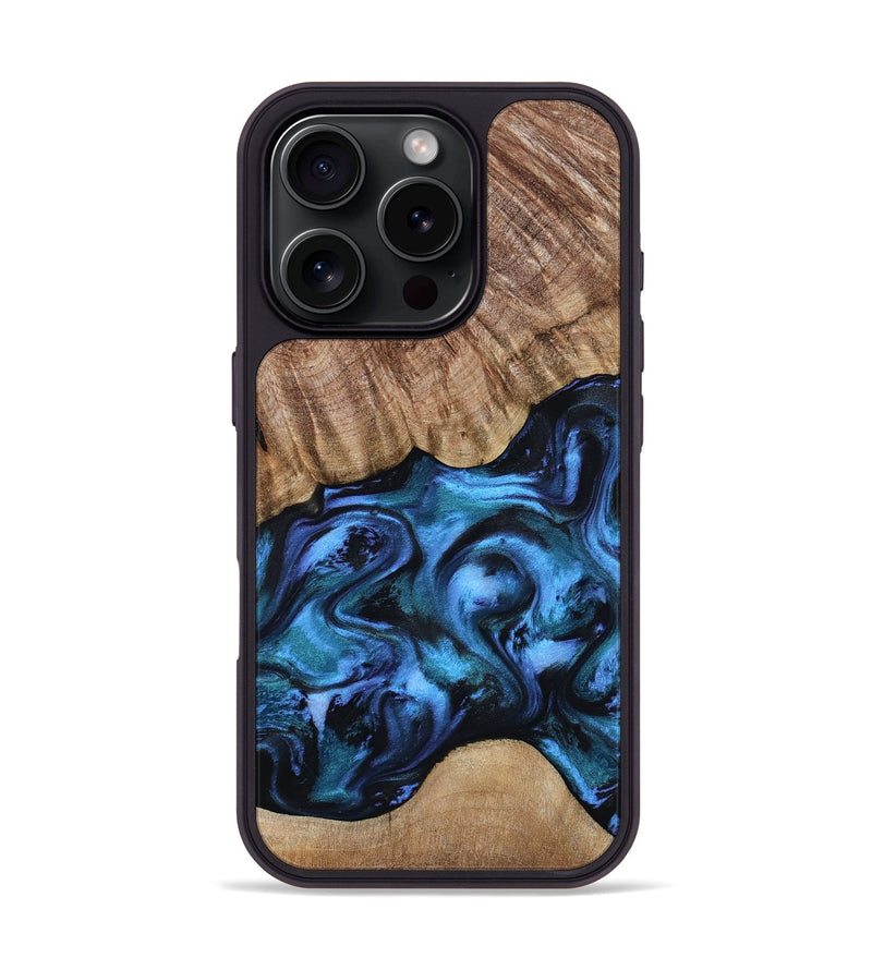 iPhone 16 Pro Wood Phone Case - Hana (Blue, 799973)