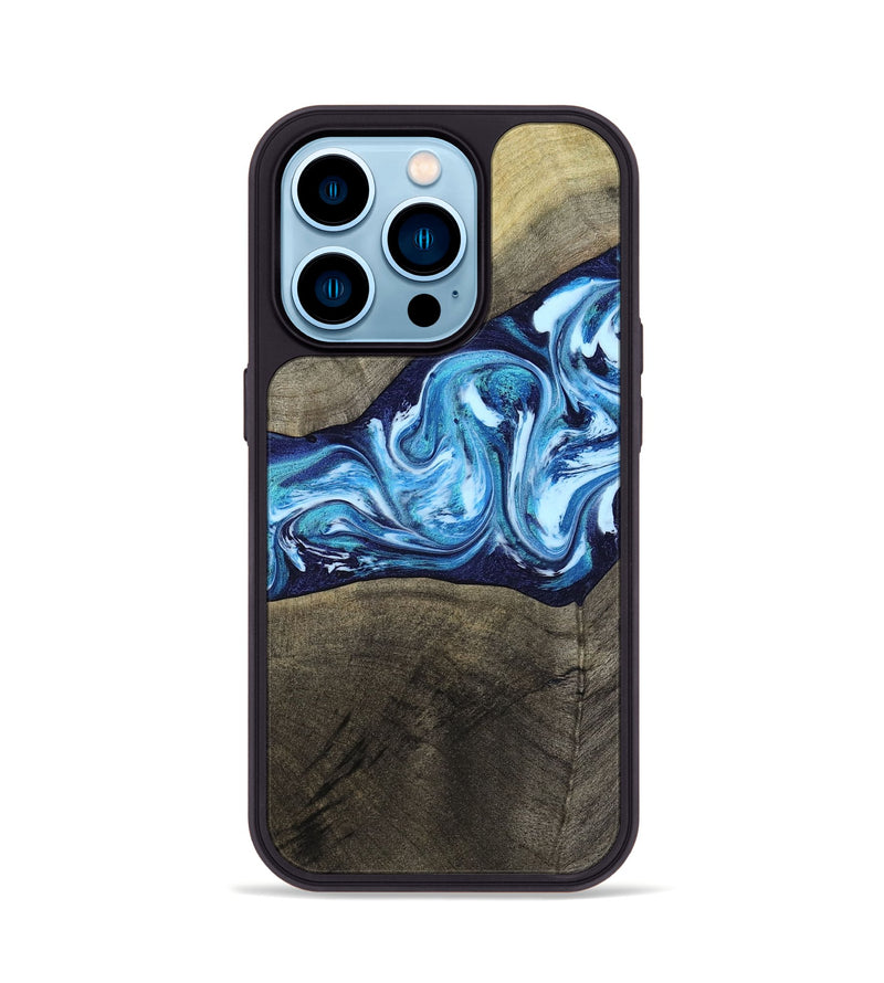 iPhone 14 Pro Wood Phone Case - Alicia (Blue, 799974)