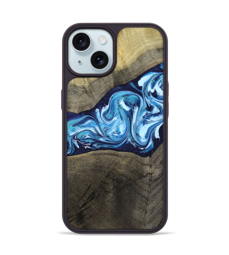 iPhone 15 Wood Phone Case - Alicia (Blue, 799974)