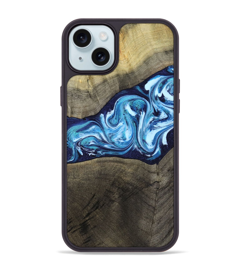 iPhone 15 Plus Wood Phone Case - Alicia (Blue, 799974)