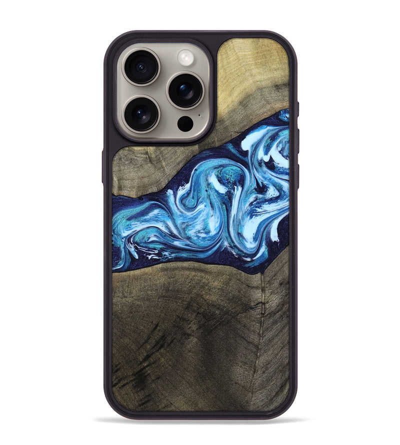 iPhone 15 Pro Max Wood Phone Case - Alicia (Blue, 799974)