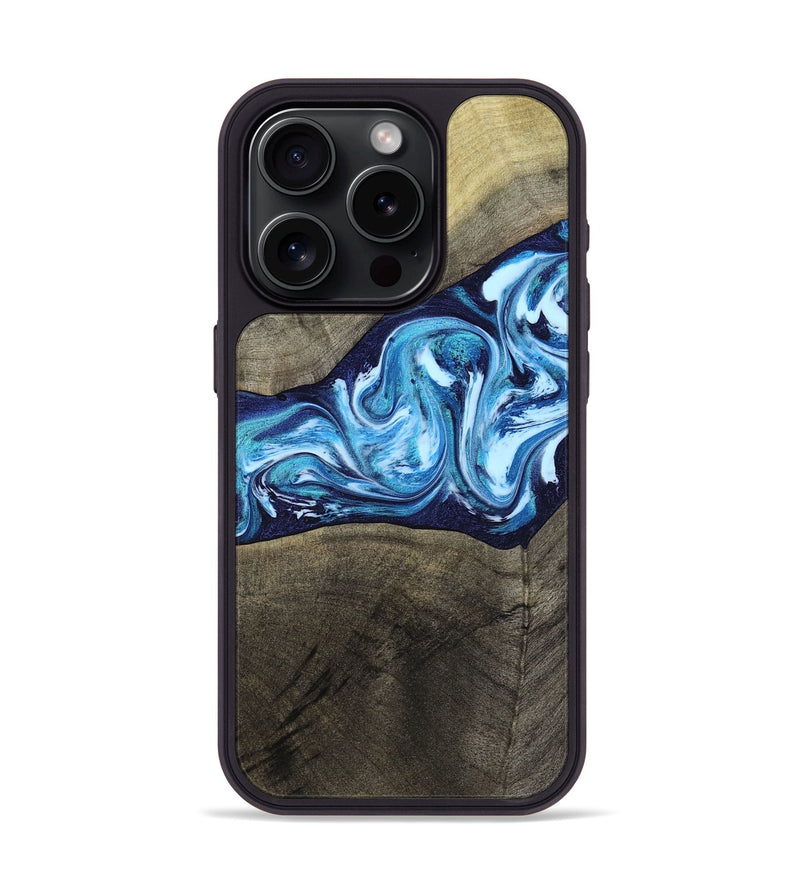 iPhone 15 Pro Wood Phone Case - Alicia (Blue, 799974)