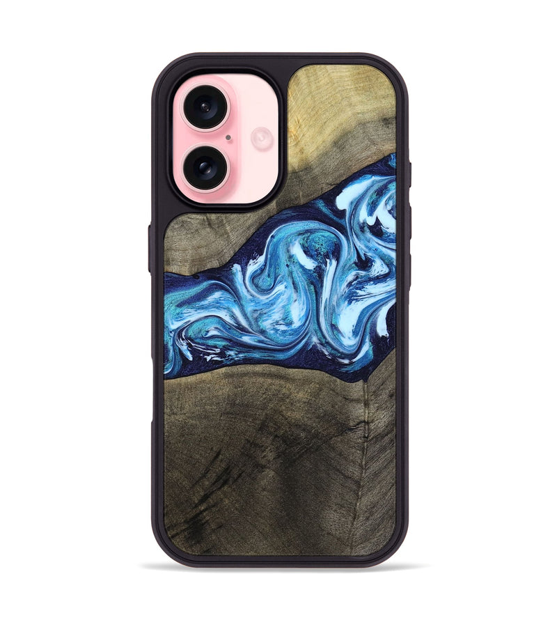 iPhone 16 Wood Phone Case - Alicia (Blue, 799974)