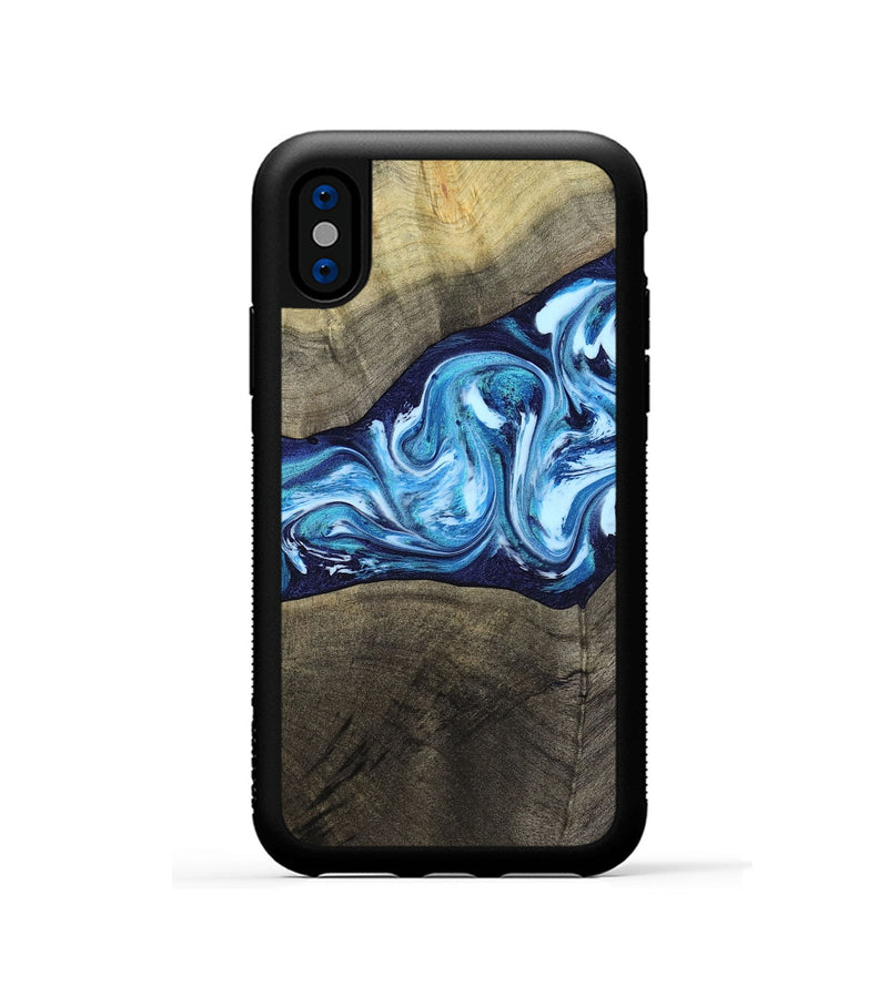 iPhone Xs Wood Phone Case - Alicia (Blue, 799974)