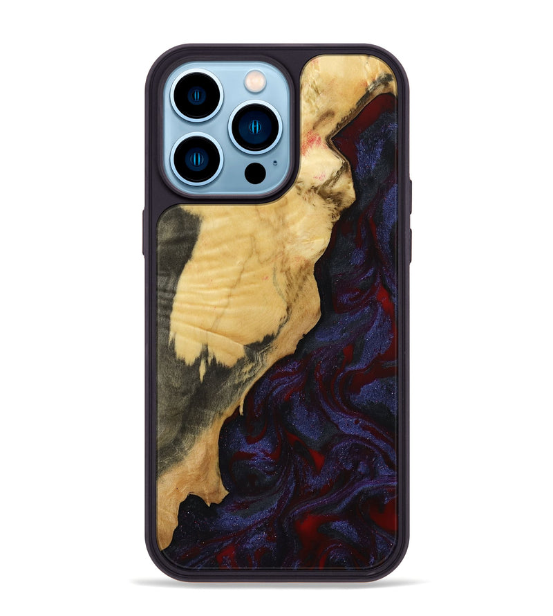 iPhone 14 Pro Max Wood Phone Case - Adah (Red, 799991)