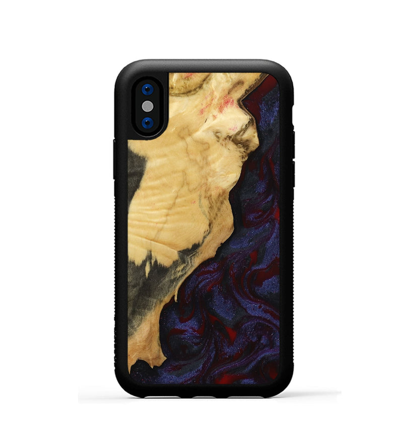 iPhone Xs Wood Phone Case - Adah (Red, 799991)