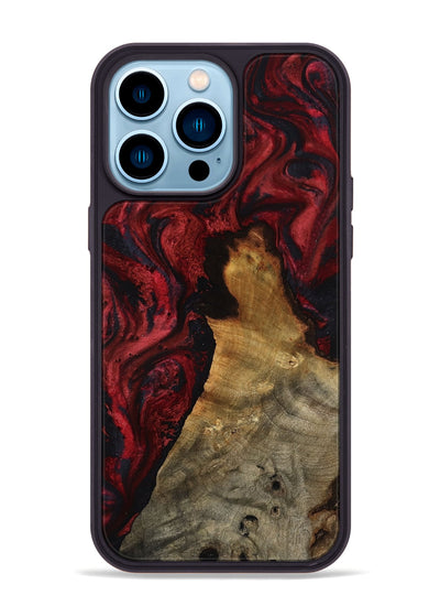 iPhone 14 Pro Max Wood Phone Case - Alessia (Red, 800009)
