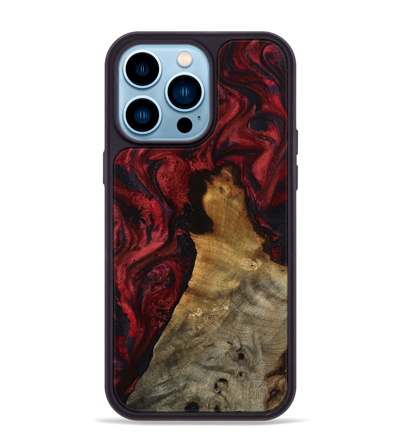 iPhone 14 Pro Max Wood Phone Case - Alessia (Red, 800009)