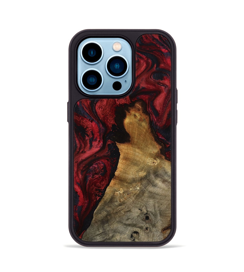iPhone 14 Pro Wood Phone Case - Alessia (Red, 800009)